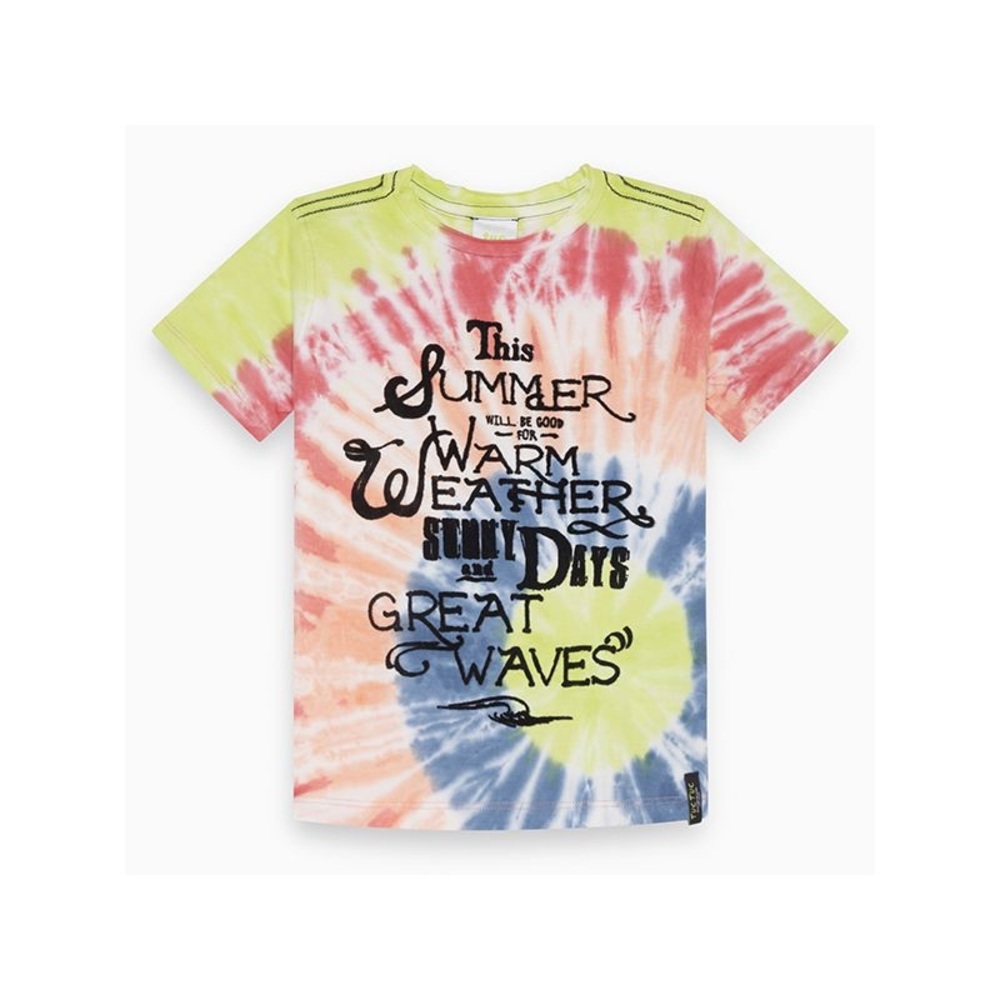 Red and Yellow Spiral Tie-Dye Short Sleeve Tee